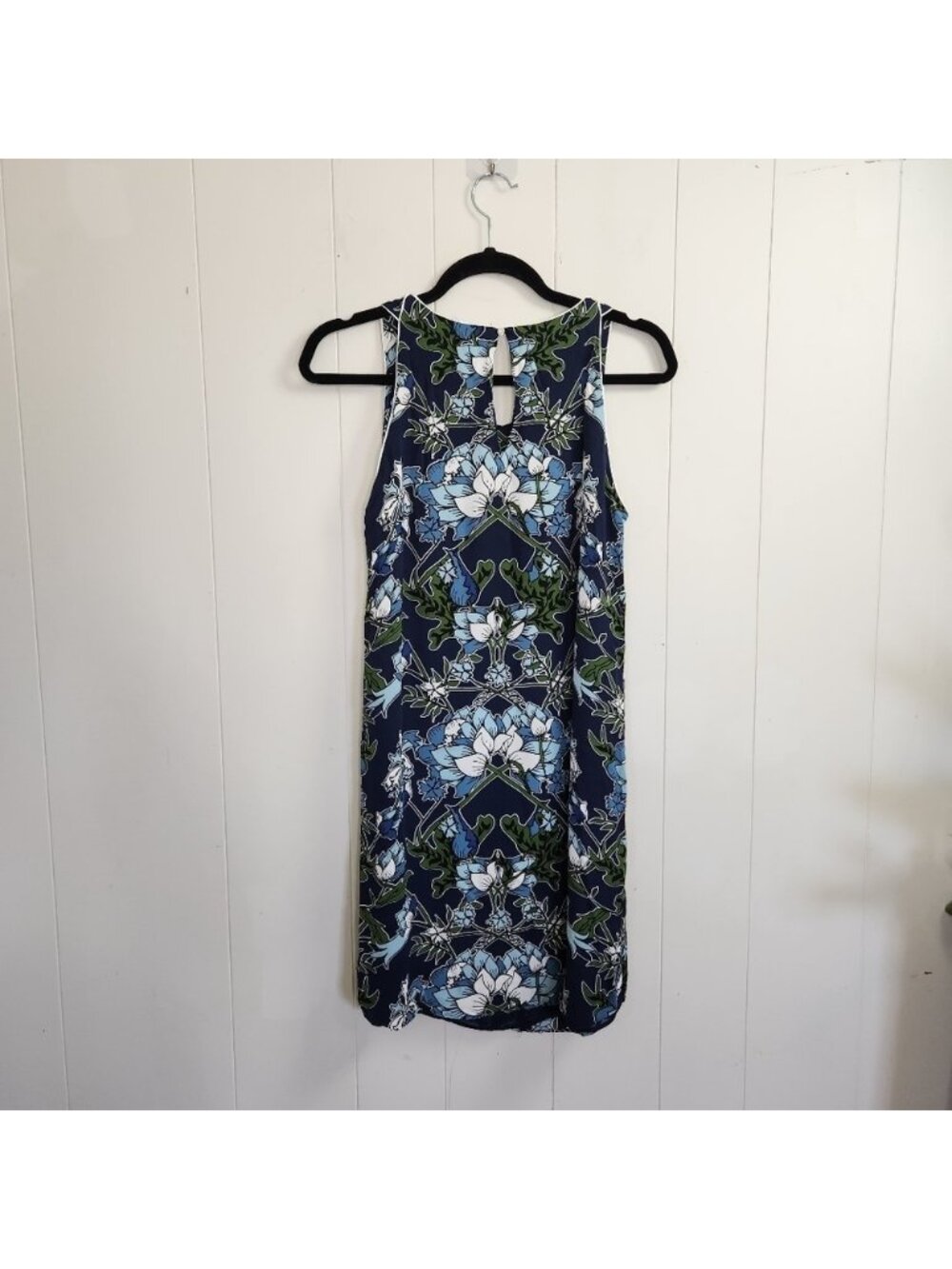 Massimo Dutti Blue Floral Sleeveless Midi Dress Summer Dressy Luxury Size 6 - Picture 3 of 12